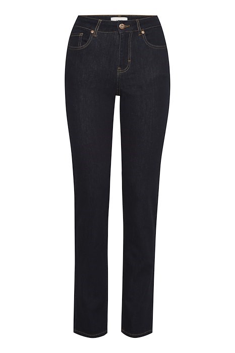 Unwashed mørkeblå jeans,  højtaljet med lige ben fra Pulz Jeans